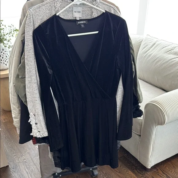 black long sleeve dress express Louisa Long Sleeve Slinky Maxi Dress / Black | MESHKI main image 0